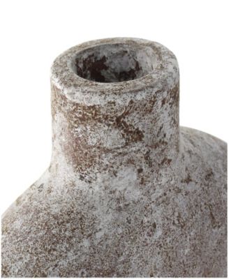 12" Antique Style Donut Textured Ceramic Vase