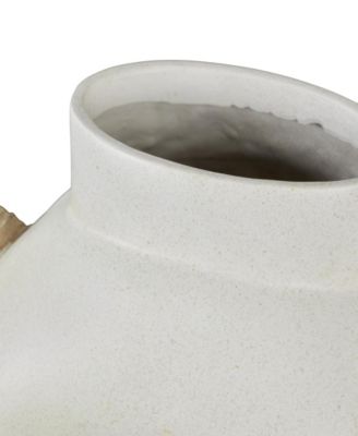 Resin 13" Contemporary Vase with Woven Inspired Arched Handles