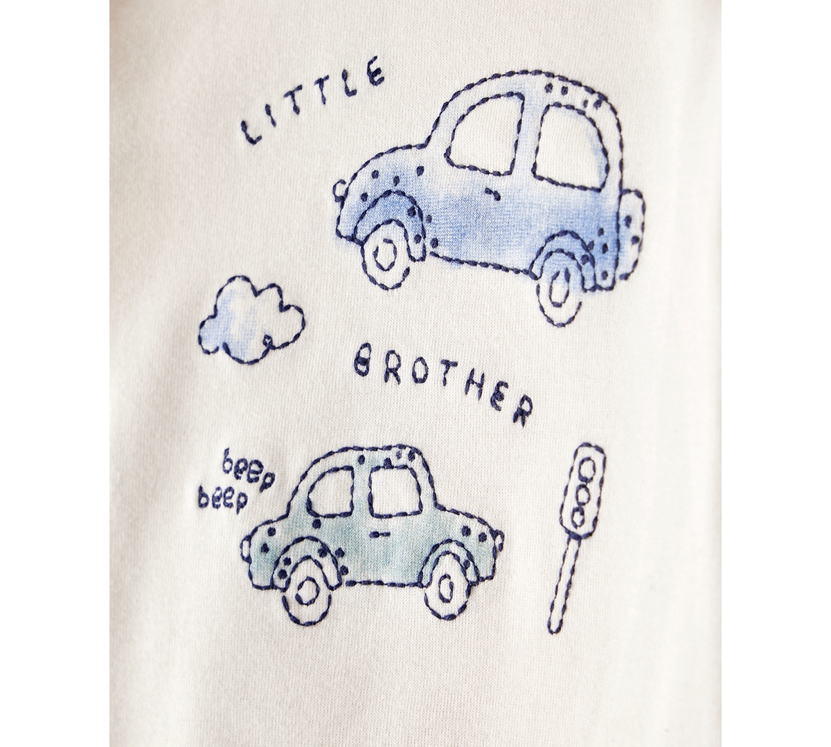 Carter's Baby Boys Cotton Cars Little Brother Long-sleeve Bodysuit & Pants, 2 Piece Set In Blue