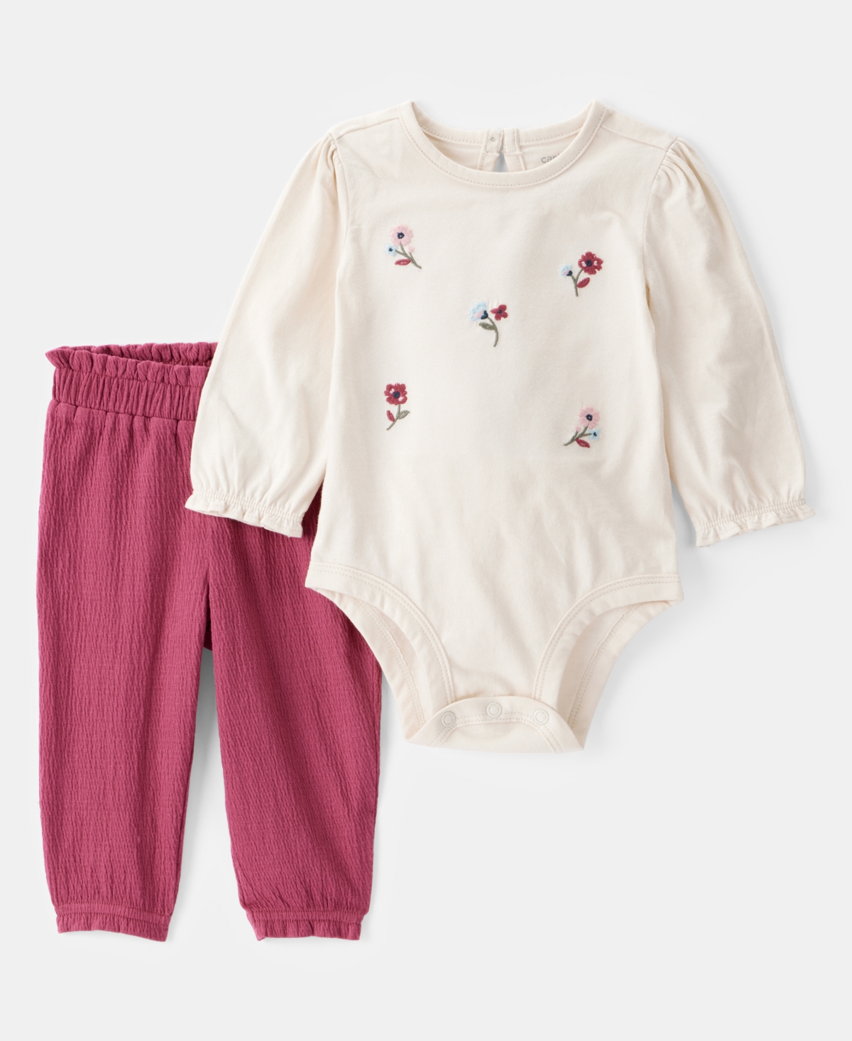 Carter's Baby Girls Floral Long-Sleeve Bodysuit & Pants, 2 Piece Set - Pink