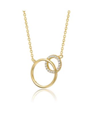 14K Gold Plated Cubic Zirconia Entwined Triple Eternity Circle Necklace
