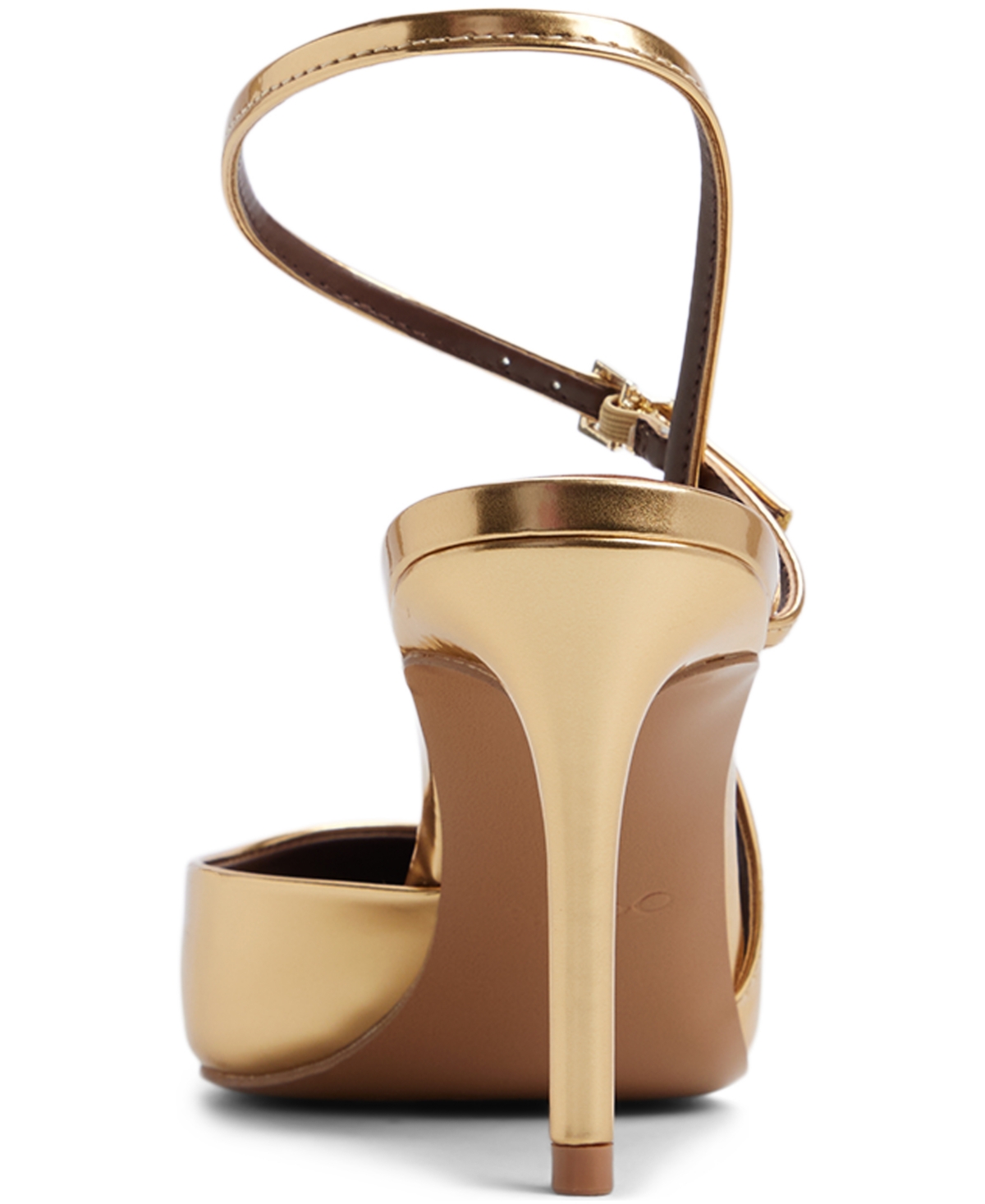 Aldo Kymmberly Ankle Strap Pointed Toe Pump In Gold