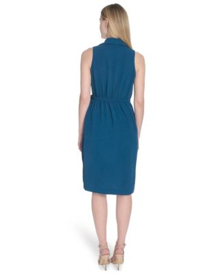 Women's Sleeveless Wrap V-Neck Sheath Dress