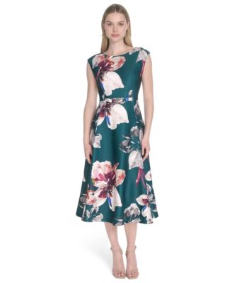 Calvin Klein - Women's Short-Sleeve Midi A-Line Dress