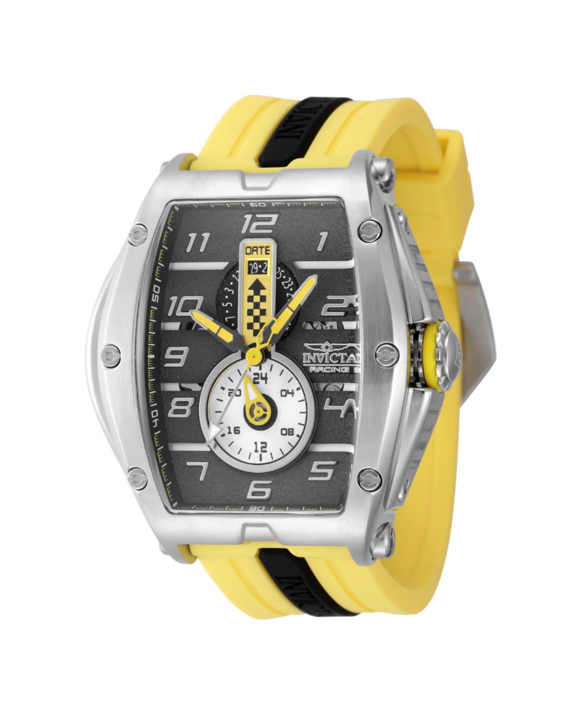 Men's 47383 Invicta Racing Quartz Multifunction Black, Silver, Yellow Dial Watch - Yellow
