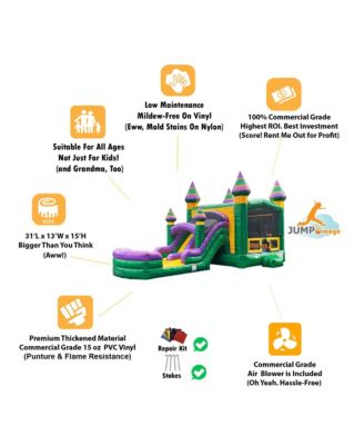 Amazon River Commercial Grade Inflatable Bouncer with Dual Slide and Splash Pool | for Adults and Kids | Includes Blower, Stakes & Storage Bag | 15-Foot Tall x 31-Foot Long x 13-Foot Wide | Wet Dry Use