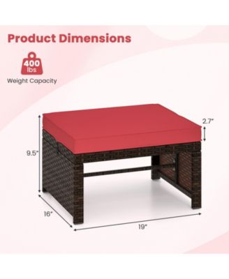 Multipurpose Outdoor 2 Pieces Patio PE Rattan Ottomans Footstool