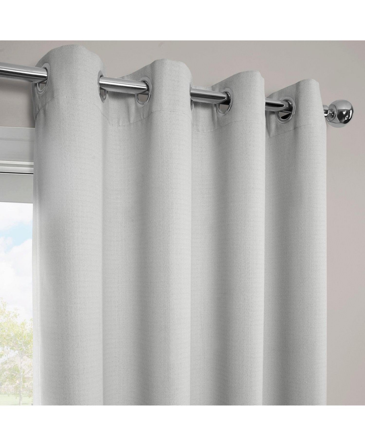 Half Price Drapes Grommet Textured Faux Linen Room Darkening Curtain In Gray