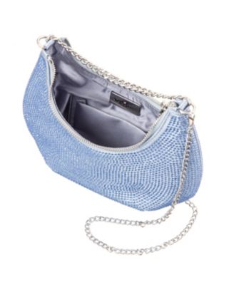 All Over Crystal Crescent Moon Crossbody Bag