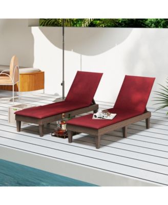 2PCS Patio Lounge Chair Recliner Chair w/ 3-Position Adjustable Backrest & Cushion