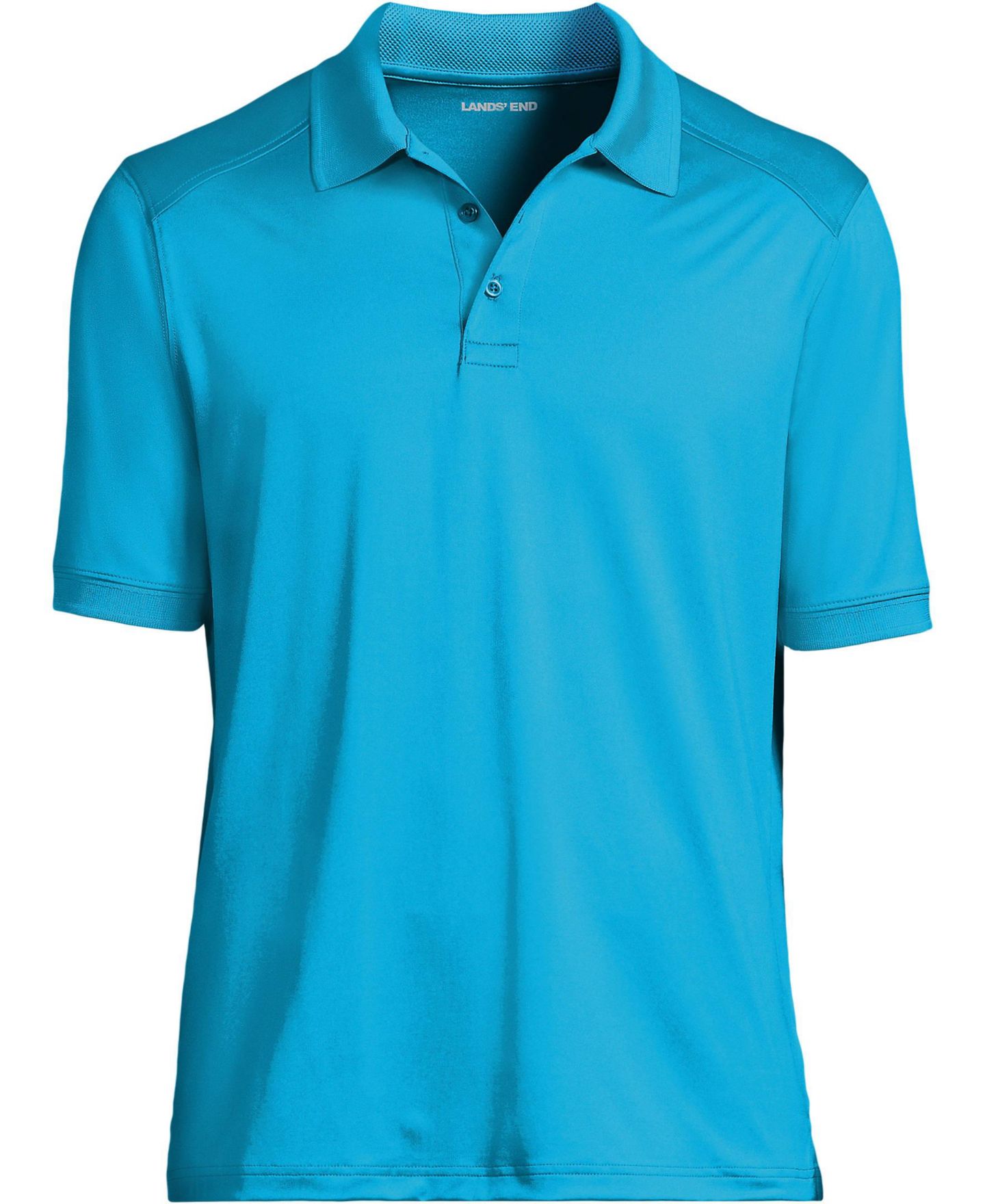 Мужское поло Lands' End Short Sleeve Rapid Dry Active Polo Shirt, цвет: Яркий бирюзовый — фото 3