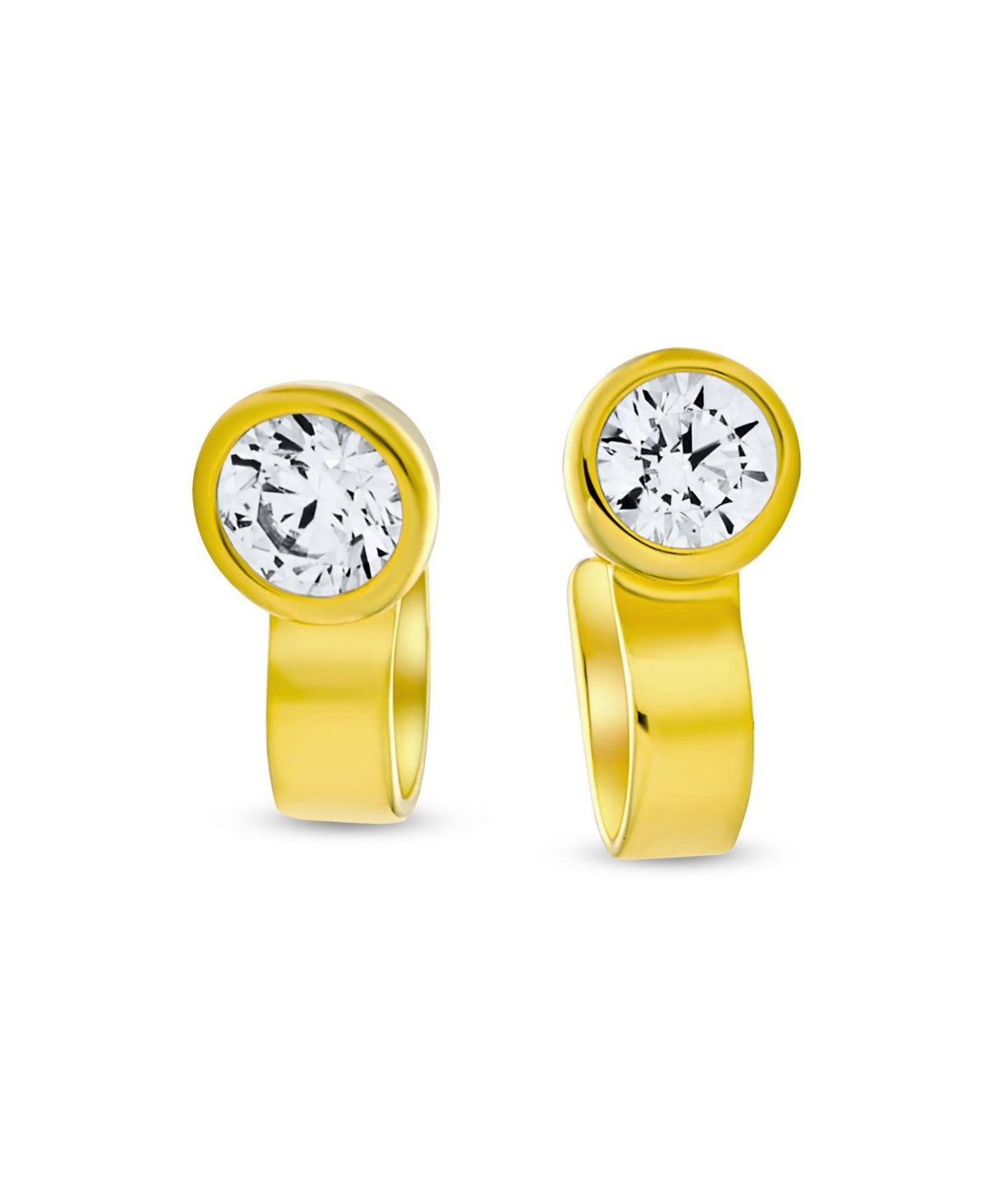 Minimalist Geometric Cz Bezel Ear Cuff Cartilage Wrap in Sterling Silver - Gold