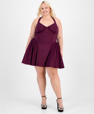 B Darlin - Trendy Plus Size A-Line Halter Dress