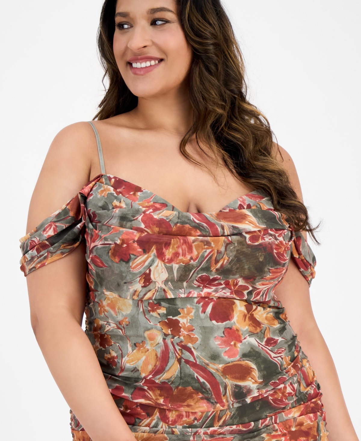 Katia Rae Trendy Plus Size Printed Midi Dress In Multi