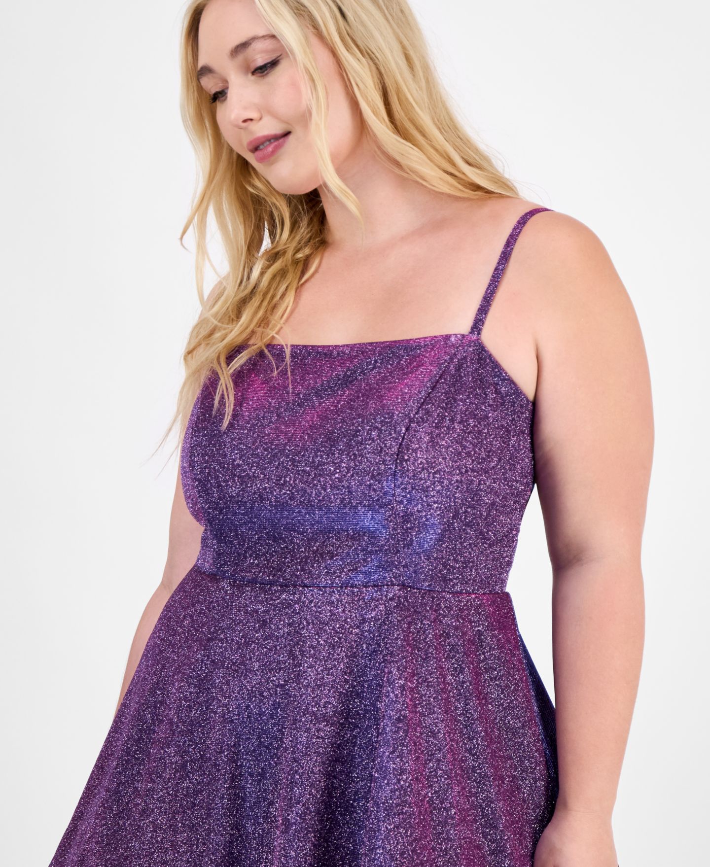 Женское платье City Studios Trendy Plus Size Fit & Flare Glitter, цвет: Виноградный — фото 5