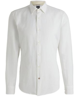 Men's Linen-Cotton Chambray Regular-Fit Dress Shirt