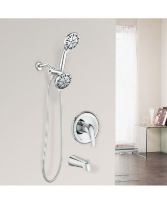 Shower System with Tub Spout Rain Shower Tub Set, High Pressure Dual 2 in 1 Shower Combo Faucet with Valve
