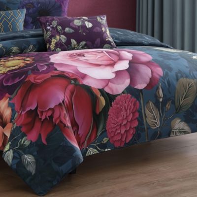 Vibrant Flora Bedding 100% Cotton Sateen 5 Piece King Size Reversible Comforter Set