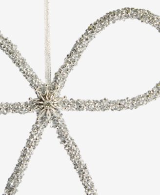 Jeweled Classics Silver-Tone Glitter Bow Ornament, Macy's Exclusive