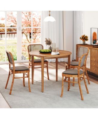  Acacia Wood Round Outdoor Dining Table for 4 People