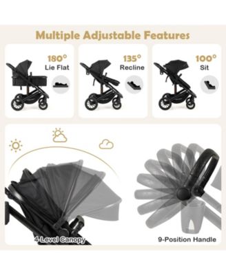 Toddler 3-in-1 Folding Convertible Newborn Stroller with Detachable Bassinet
