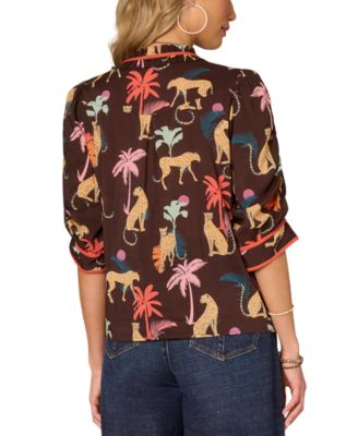 Women's Printed Elbow-Sleeve Blouse