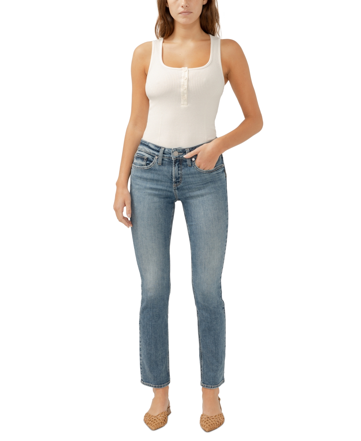 Women's Suki Mid Rise Curvy Fit Straight Leg Jeans - Indigo