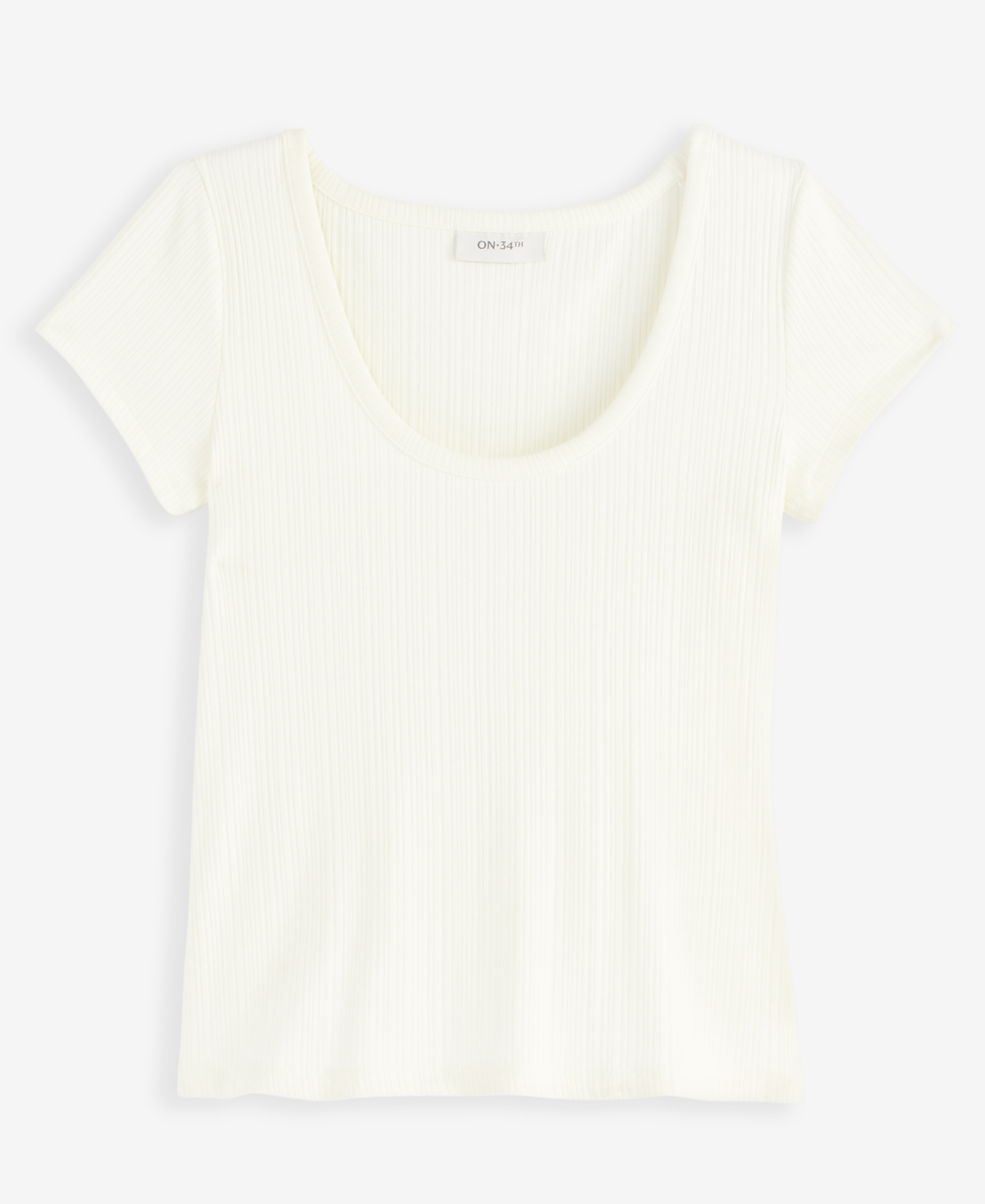 On 34th Women's Ribbed Scoop-neck Tee, Exclusively At Macy's In White