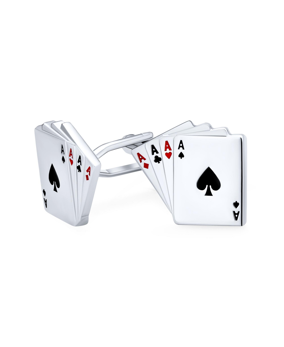Good Luck Las Vegas Casino Aces Poker Player Shirt Cufflink Silver Tone Steel - Silver tone