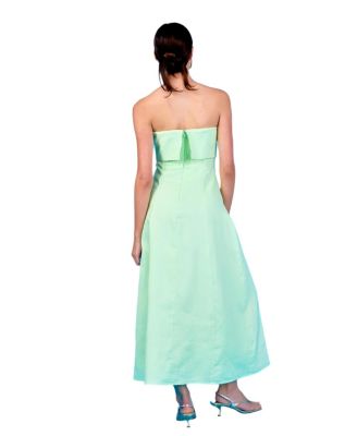 Women's Folded Strapless Linen Maxi Dress