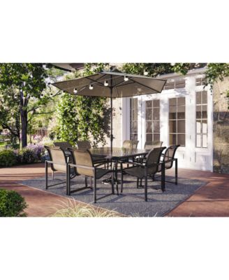 Wythburn Outdoor Dining 9pc Set (64" Square Table & 8 Sleek Sling Dining Chairs), Created for Macy's