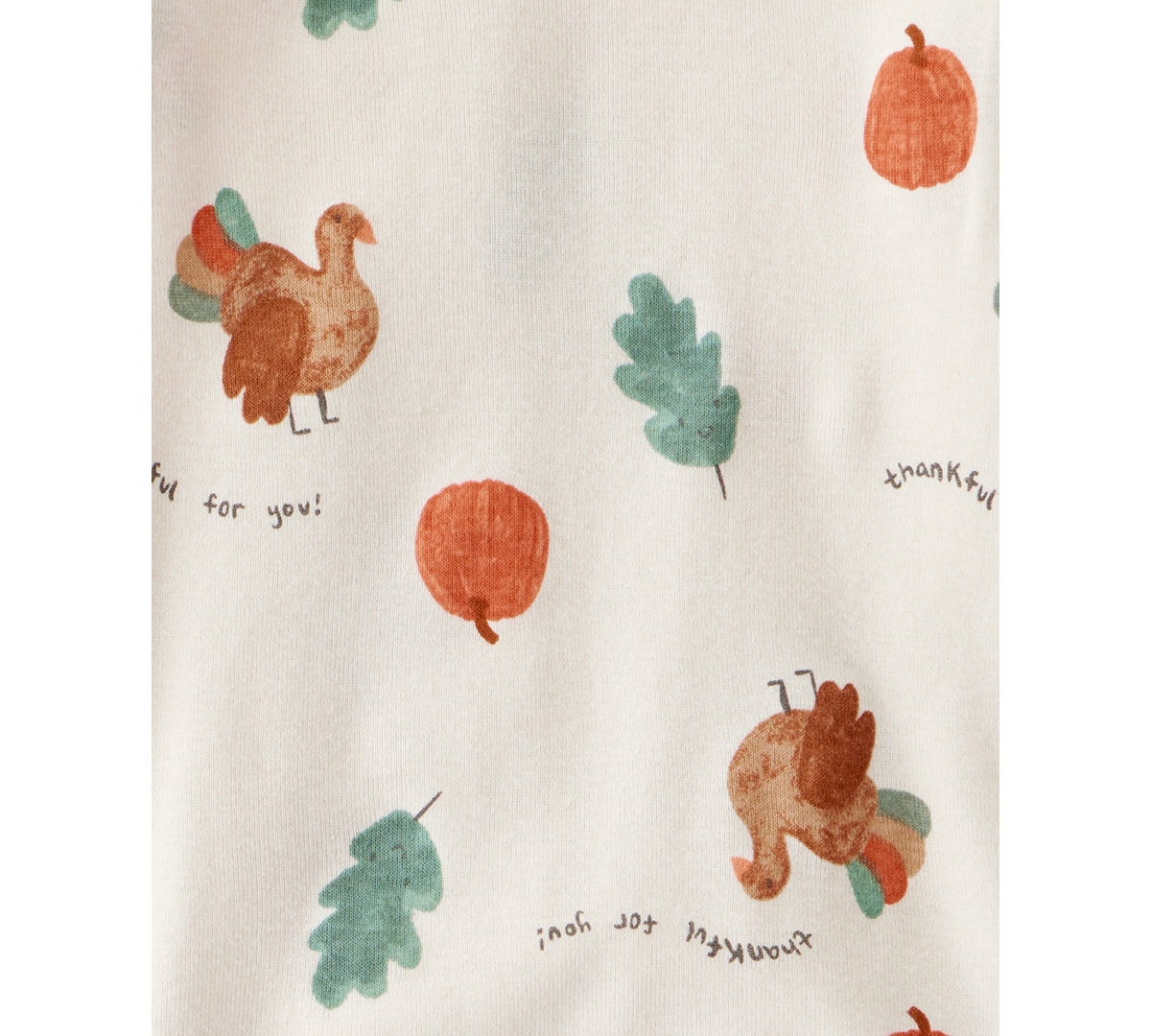 Carter's Toddler Thanksgiving-print Snug Fit Cotton Pajamas, 2 Piece Set In White
