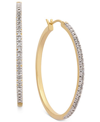 Macy's Diamond Hoop Earrings (1/4 ct. t.w.) in Sterling Silver, 14k Gold-Plated Sterling Silver or 14k Rose Gold-Plated Sterling Silver & Reviews - Earrings - Jewelry & Watches - Macy's