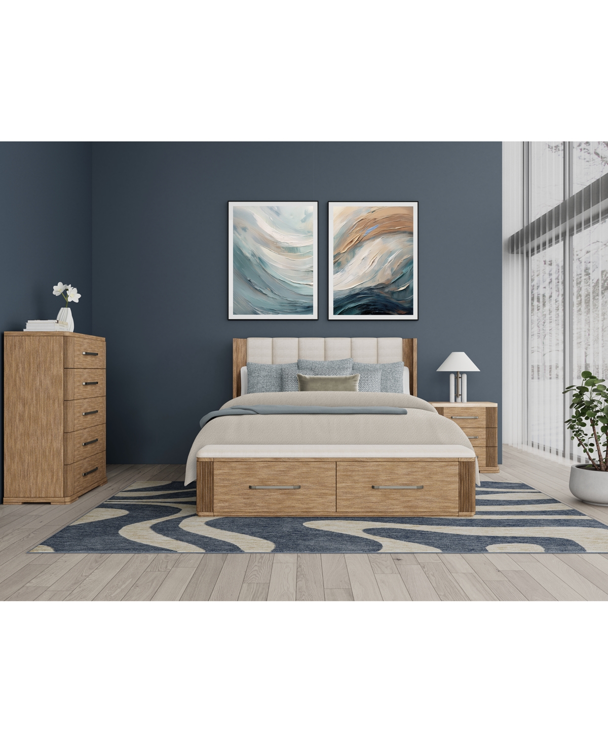 Frandlyn 3-Pc. King Bedroom Set (Storage Bed, Chest & Stone Top Nightstand)