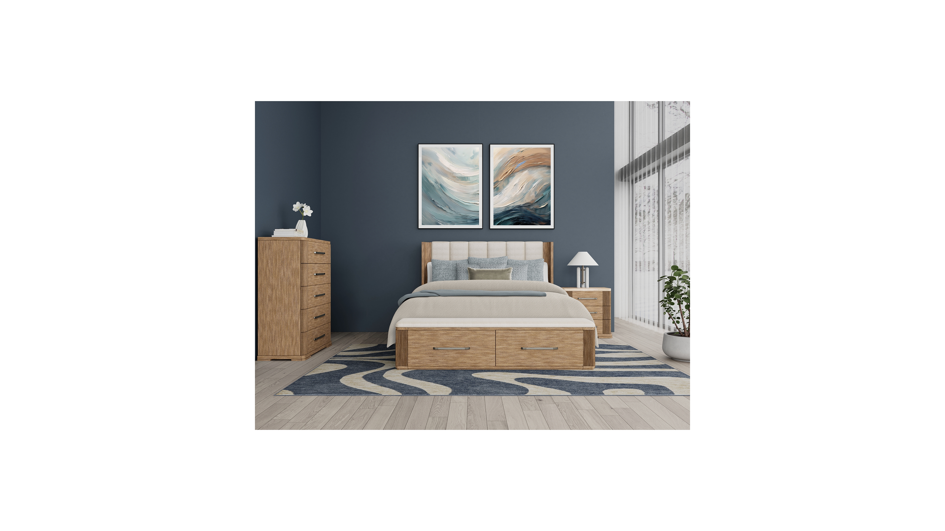 Frandlyn 3-Pc. King Bedroom Set (Storage Bed, Chest & Stone Top Nightstand)