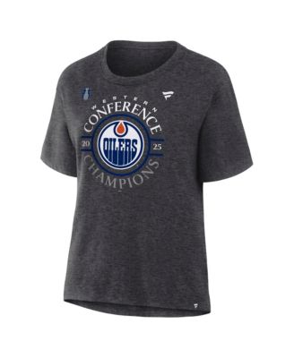 Women's Heather Charcoal Edmonton Oilers 2025 NHL Western Conference Champions Locker Room T-Shirt