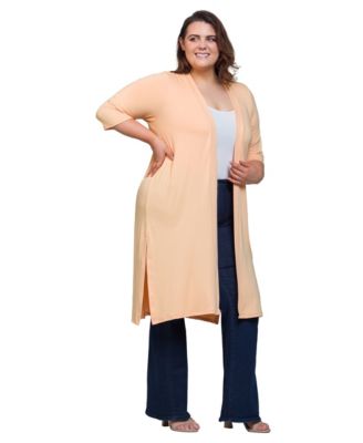 Plus Size Knee Length Duster Cardigan Sweater