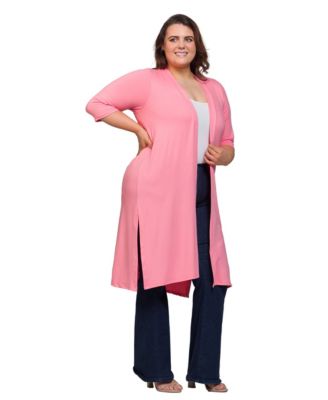 Plus Size Knee Length Duster Cardigan Sweater
