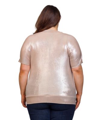 Plus Size Cowl Neck Short Sleeve Top