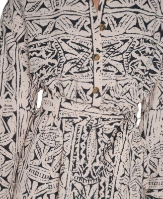 Women's Printed Commuter Tie-Waist Dress