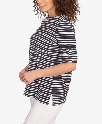 Petite Variegated Stripe Knit T Shirt