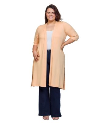Plus Size Knee Length Duster Cardigan Sweater