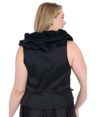 Plus Size Sleeveless Knot-Front Taffeta Top