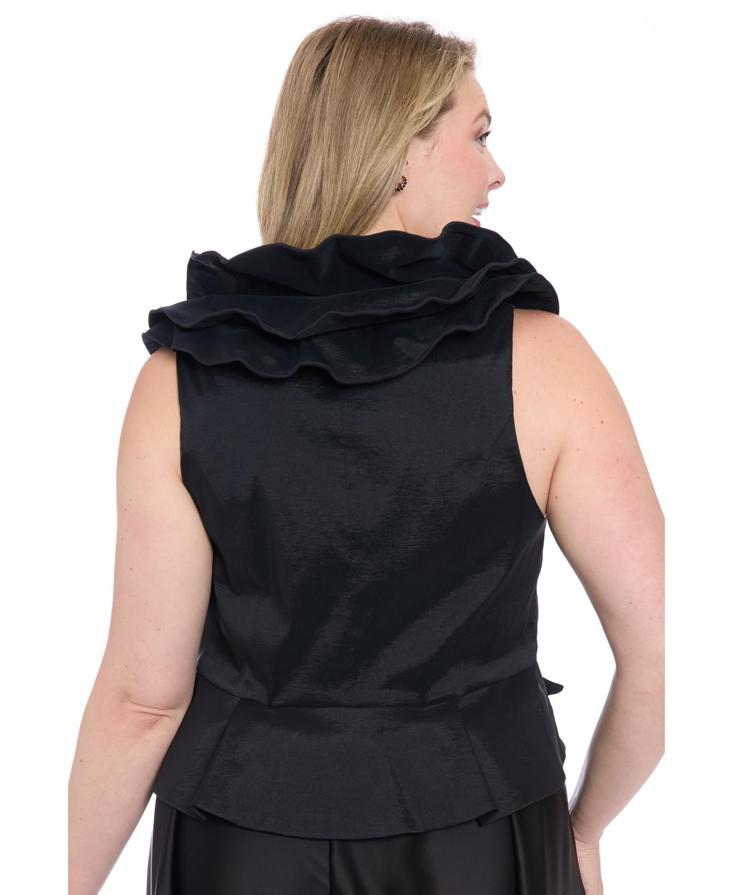 Женский топ Muse Plus Size Sleeveless Knot-Front Taffeta, цвет: Чёрный — фото 5