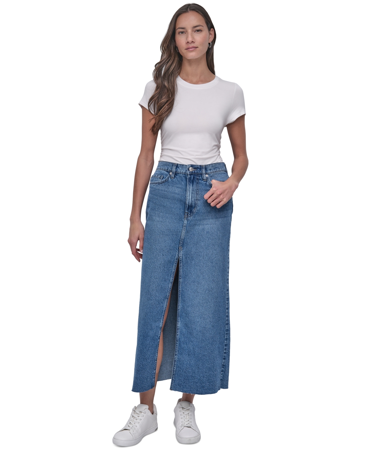Women's High Rise Cotton Denim Maxi Skirt - Jee - Cedar Street