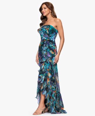 Petites Printed Straight-Neck Sleeveless Maxi Dress
