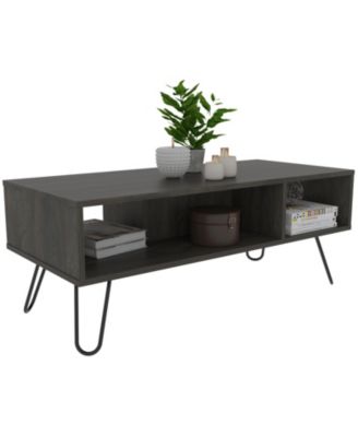 1 PC wood Vassel Coffee Table, Four Legs, Two Shelves, Espresso Coffee Table