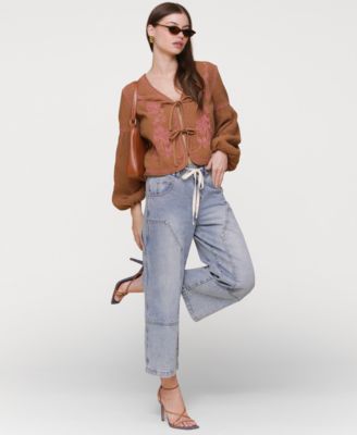 Women's Drawstring Cropped Utility Jeans