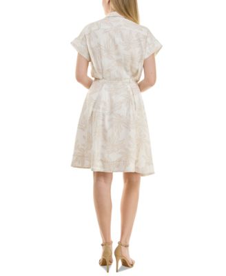 Women's Short-Sleeve Sash-Tie A-Line Dress