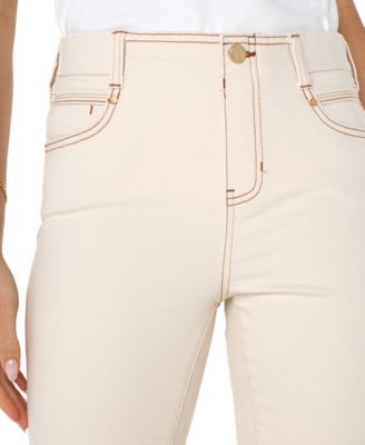 Women's Gia Glider Mid-Rise Flare Fray-Hem Jeans